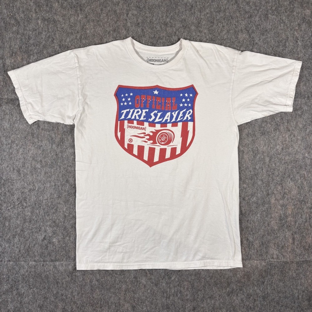 Hoonigan Tire Slayer T-Shirt Men's Large Racing Drifting Short‎ Sleeve USA Cars